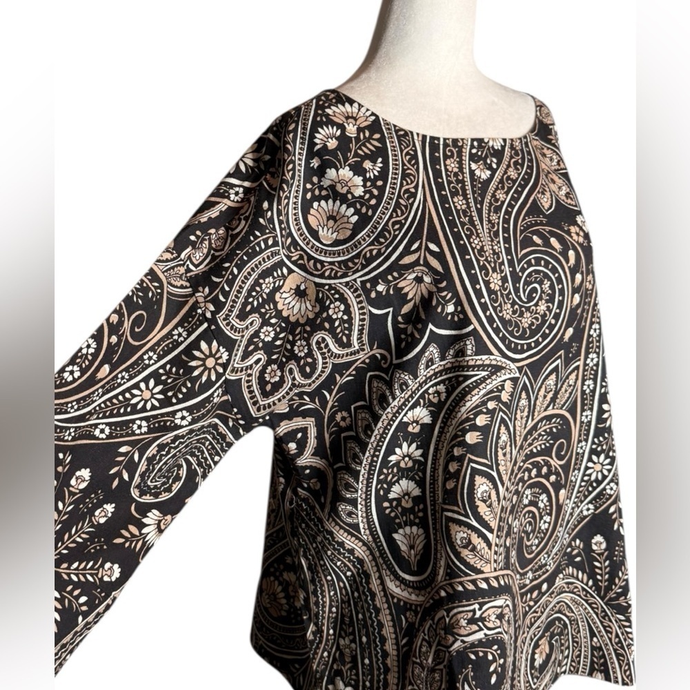 Soft Surroundings Black and Cream Paisley Blouse - Picture 7 of 16